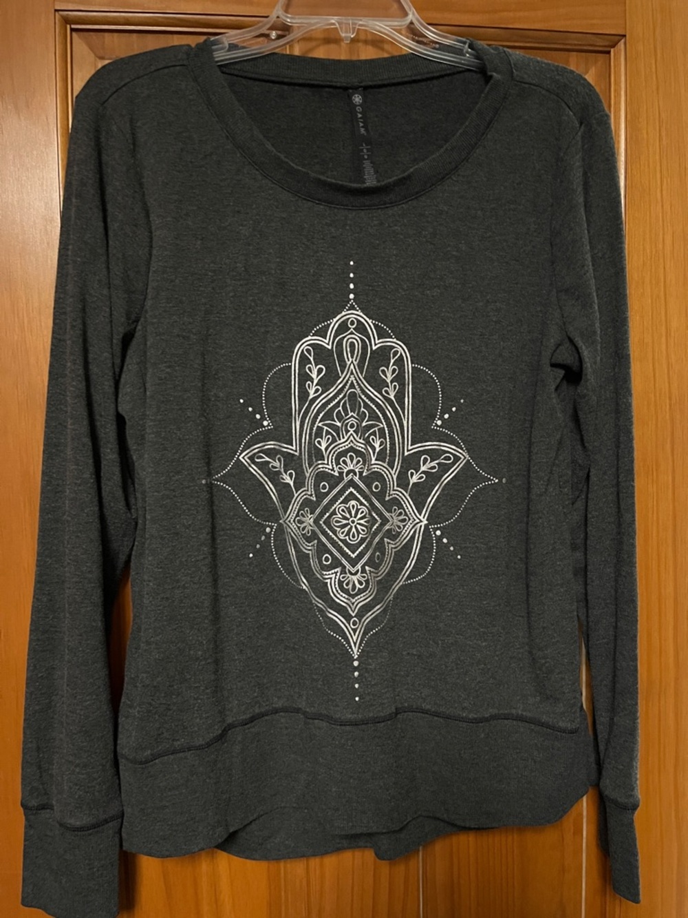 GAIAM Dark Gray Long-Sleeve Sweatshirt with White Mandala Graphic